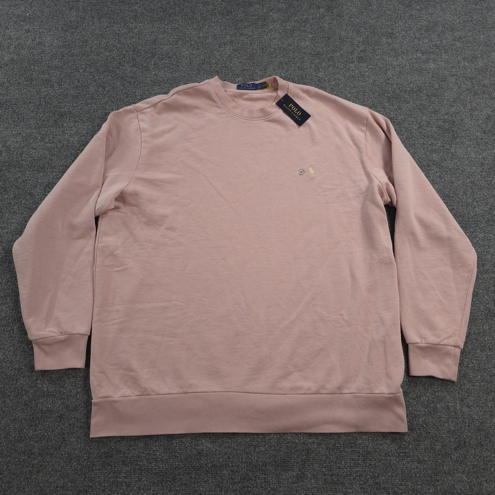 Polo Ralph Lauren Sweatshirt Mens 2XLT Tall Pink Fleece Crewneck Pony Logo NEW